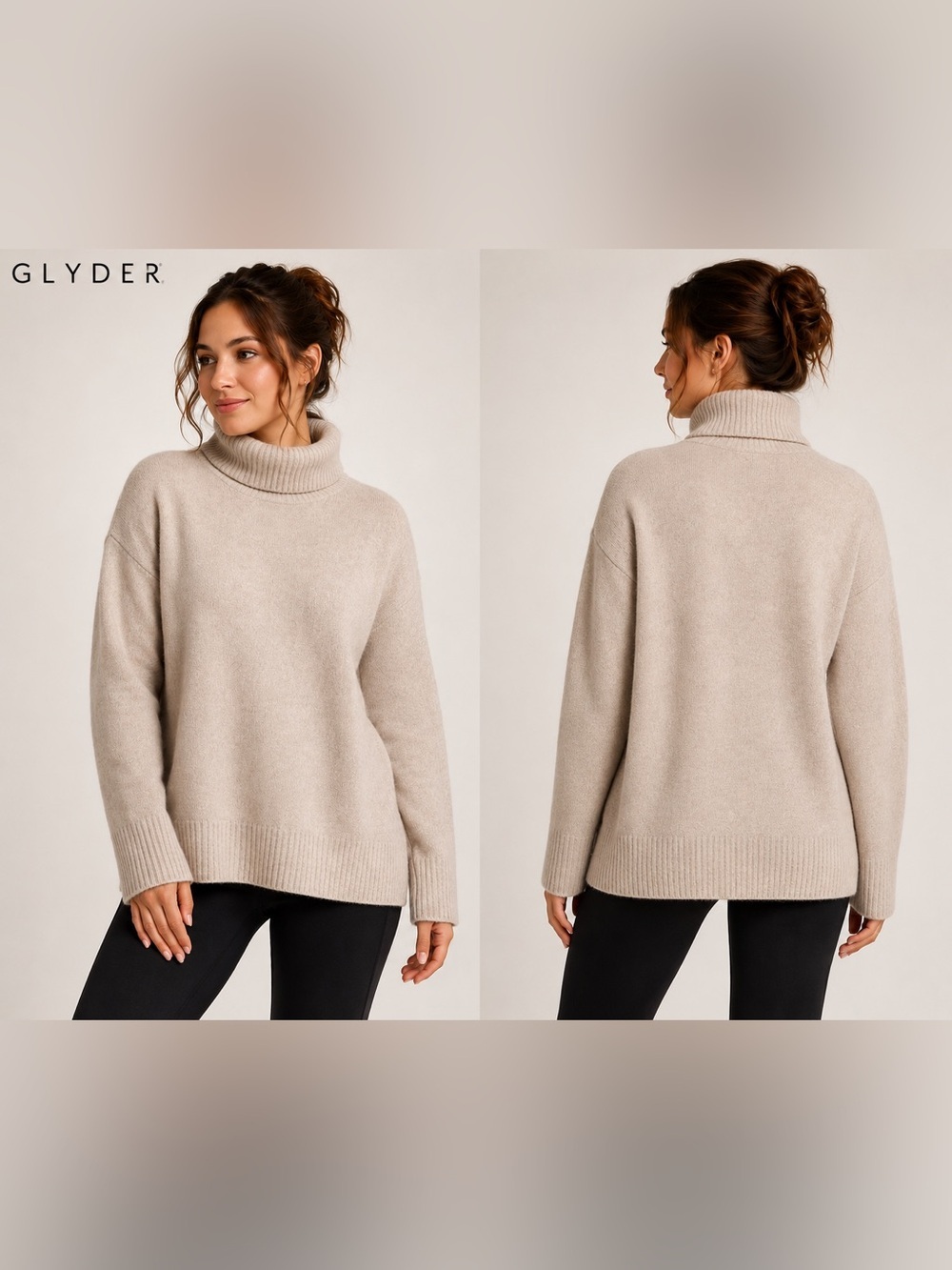 NWT Glyder Shelly Turtleneck Sweater Small Oatmilk Couture Knit